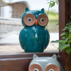 Ceramic Owl Garden Ornament - 25cm -Garden Decoration Shop 12890924 3344941774233010