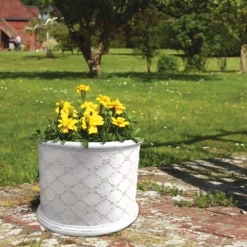 Mayfair Antique White Cylinder Plant Pot - 38cm -Garden Decoration Shop 13176817 1604943628075927