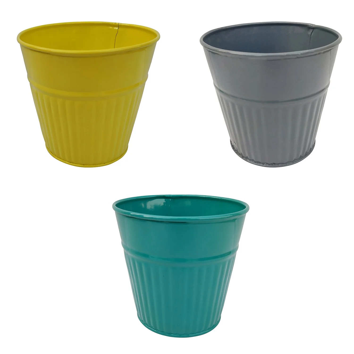 Ribbed Planter (3 Colour Mix) - 14cm 3 Ribbed Planter (3 Colour Mix) - 14cm