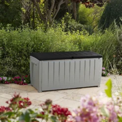 Keter Ace Outdoor Garden Storage Box 124 X 55 X 62.5 Cm - Grey And Black -Garden Decoration Shop 13432924 5964947994547391