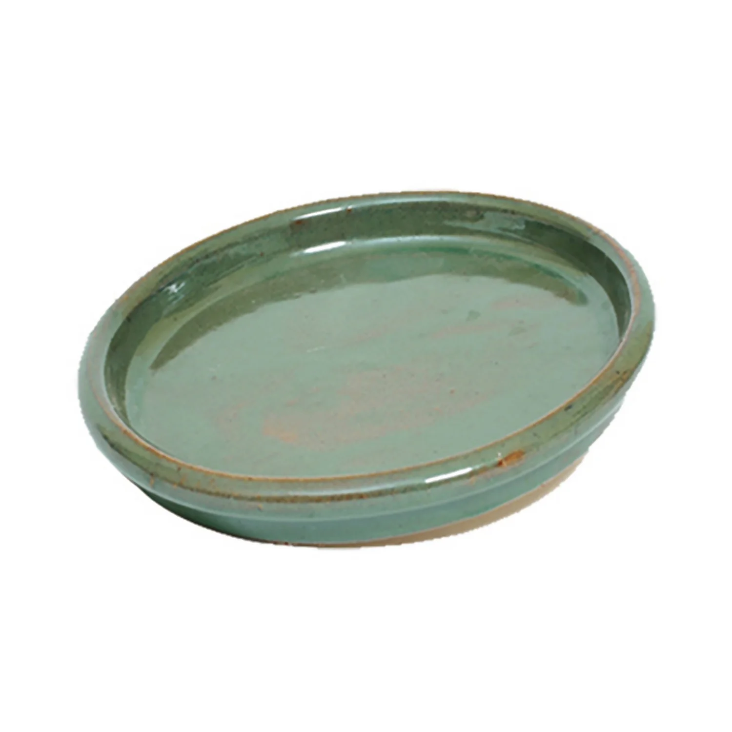 Glazed Chiswick Green Pot Saucer - 22cm 3 Glazed Chiswick Green Pot Saucer - 22cm