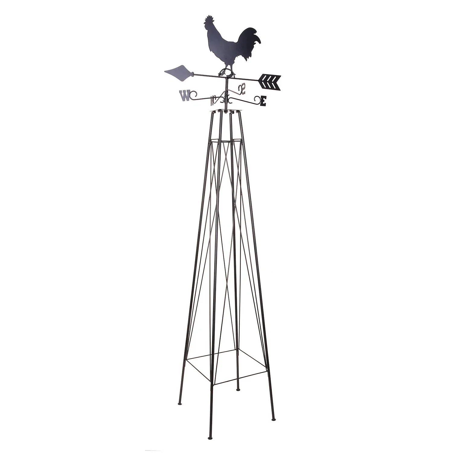 Panacea Rooster Weathervane Steel Obelisk - Rust 3 Panacea Rooster Weathervane Steel Obelisk - Rust