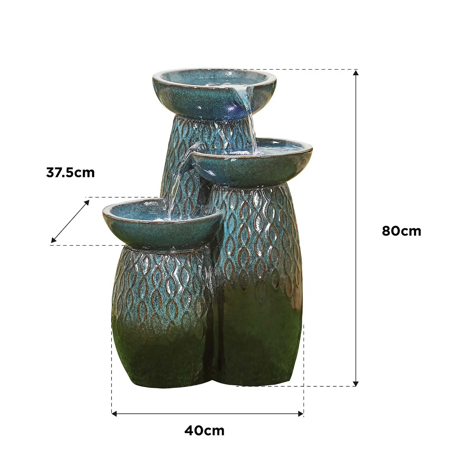 Stylish Fountain Glazed Trio Water Feature With LEDs 6 Stylish Fountain Glazed Trio Water Feature With LEDs - Image 4