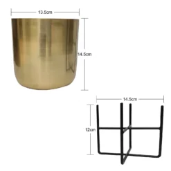 Brass Indoor Plant Pot With Cross Stand - 13.5cm -Garden Decoration Shop 13887188 1104999809670185