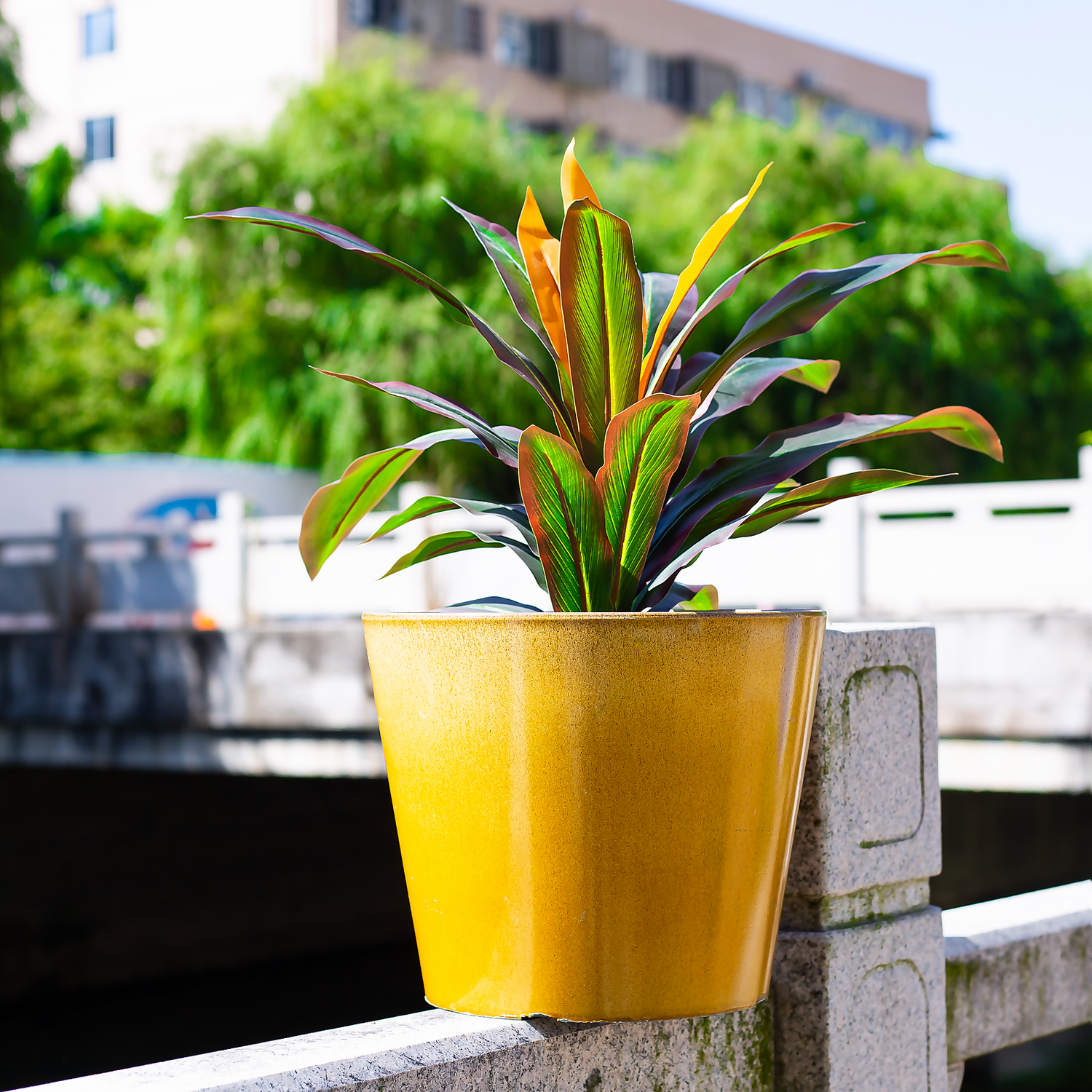 Glazed Finish Planter Mustard 50cm 4 Glazed Finish Planter Mustard 50cm - Image 2