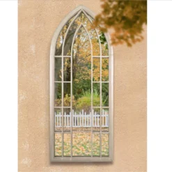 MirrorOutlet Somerley Sunflower Gothic Arch Large Garden Mirror - 150x61 Cm -Garden Decoration Shop 13950558 9584987173091575
