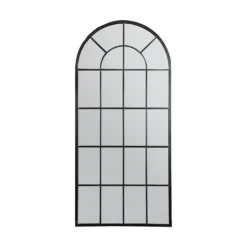 MirrorOutlet Somerley Lotus Arch Antique Black Extra Large Metal Garden Mirror - 160x75cm