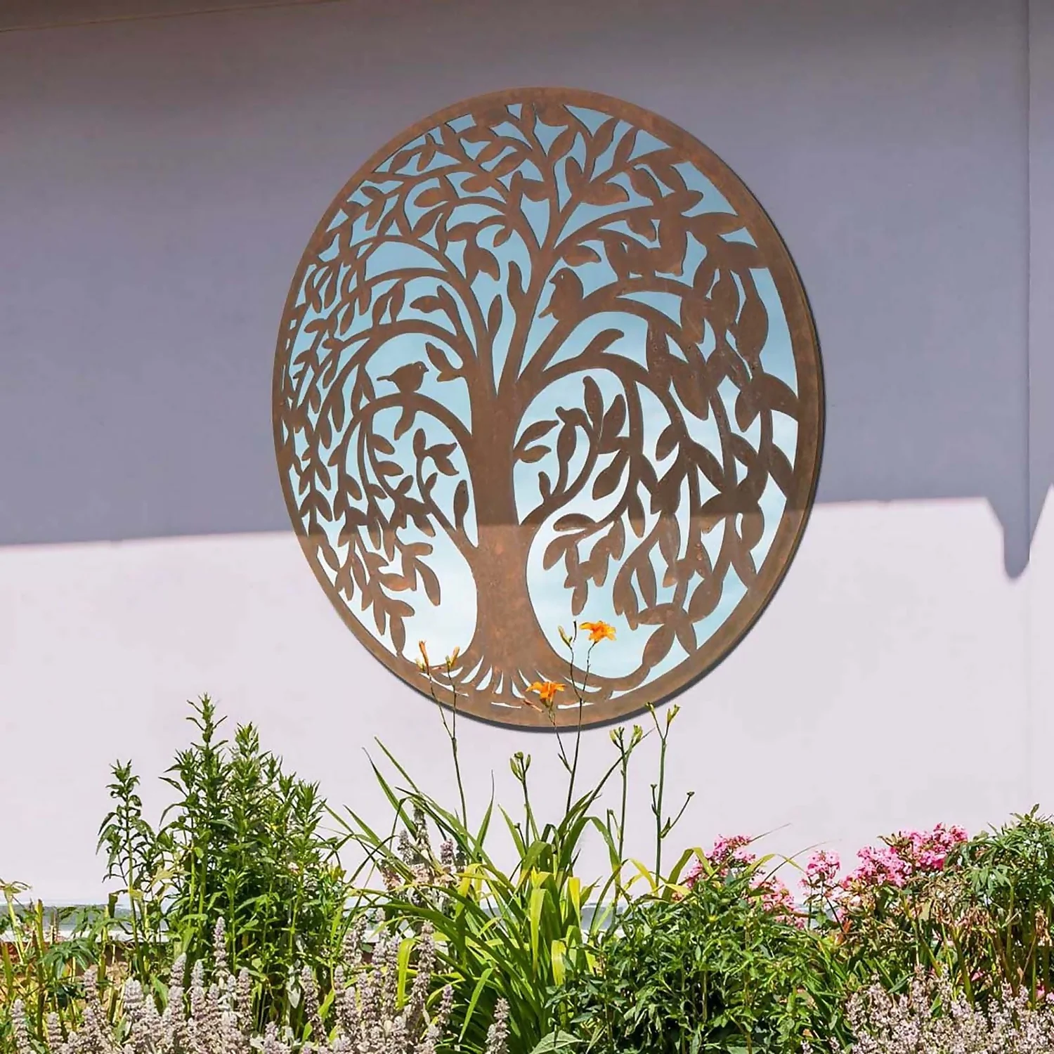 MirrorOutlet Swirl Tree Round Garden Mirror - 100cm 5 MirrorOutlet Swirl Tree Round Garden Mirror - 100cm - Image 3