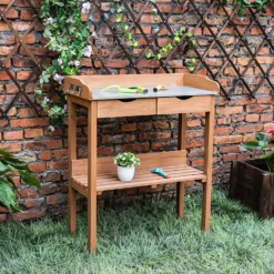 Garden Potting Bench With Two Drawers & Shelf -Garden Decoration Shop 13967031 1225014369218912
