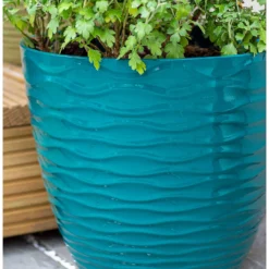 Wave Pot Teal - 33cm -Garden Decoration Shop 13973618 1505011239754191