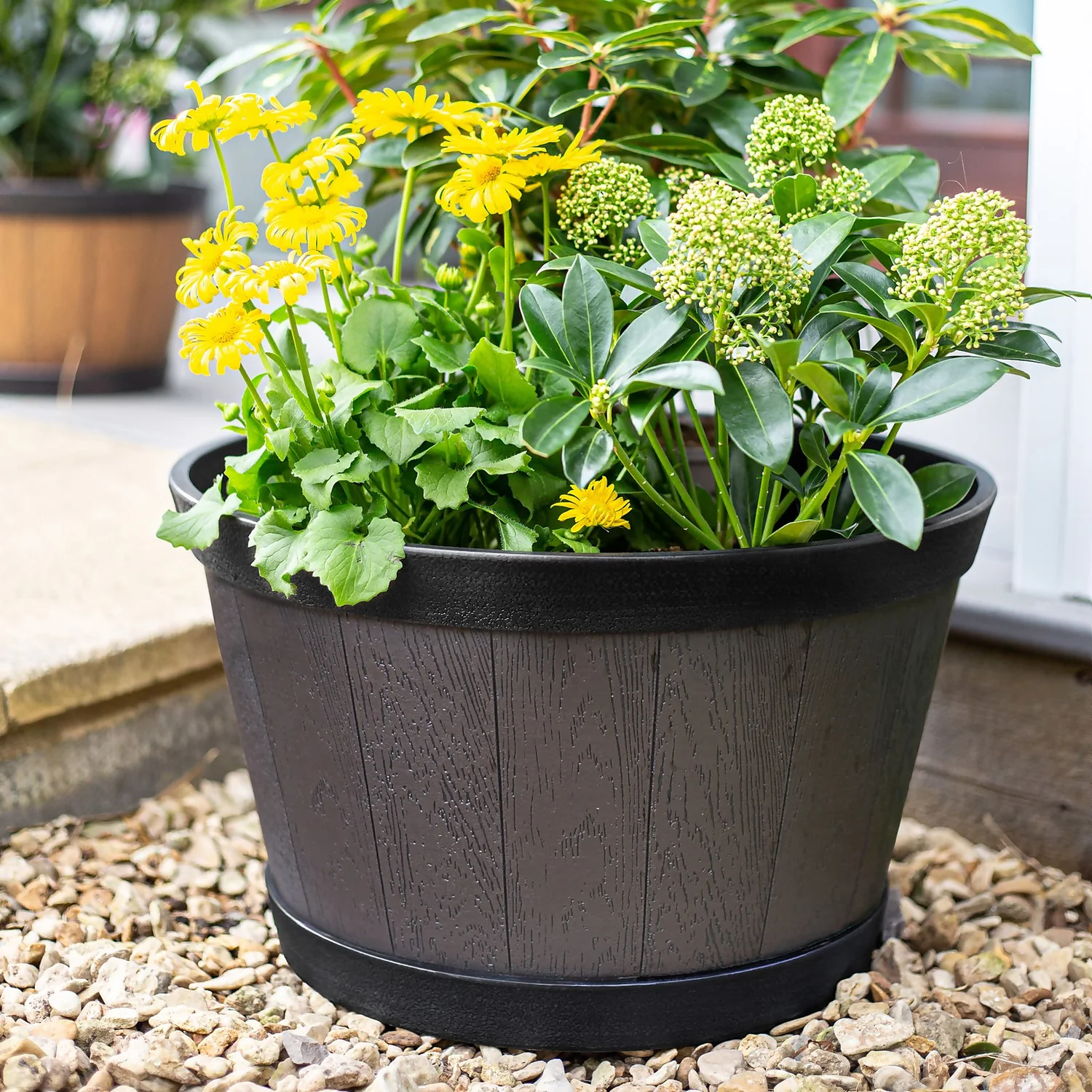 Banded Whiskey Barrel Planter - 39cm 4 Banded Whiskey Barrel Planter - 39cm - Image 2