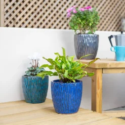 Chiswick Textured Pot Blue - 32cm -Garden Decoration Shop 13973624 1815011242864714