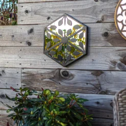 Hexagonal Laser Cut Outdoor Mirror 35cm - Black -Garden Decoration Shop 13981007 7105005835377797