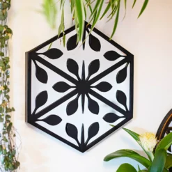 Hexagonal Laser Cut Outdoor Mirror 35cm - Black -Garden Decoration Shop 13981007 7935005835323161