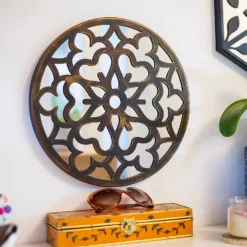 Round Laser Cut Outdoor Mirror 35cm - Bronze -Garden Decoration Shop 13981008 8645005835380560