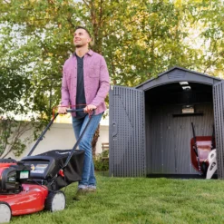 Lifetime 7x7ft Outdoor Storage Shed - Rough-Cut Grey -Garden Decoration Shop 13997403 1125000054921586