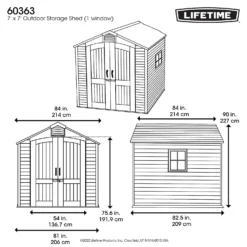 Lifetime 7x7ft Outdoor Storage Shed - Rough-Cut Grey -Garden Decoration Shop 13997403 1555000054831001