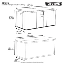 LIFETIME 568L Outdoor Storage Deck Box - Rough-Cut Brown -Garden Decoration Shop 13997406 1424999835348871